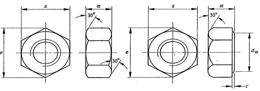 dimensions of heavy series nuts inch metrics